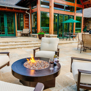 Gas fire pit with outdoor furniture