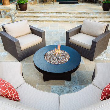 Gas Fire Table with Outdoor Sectional Sofa