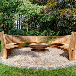 Mittelgroßer, Unbedeckter Country Patio mit Feuerstelle in Hamburg