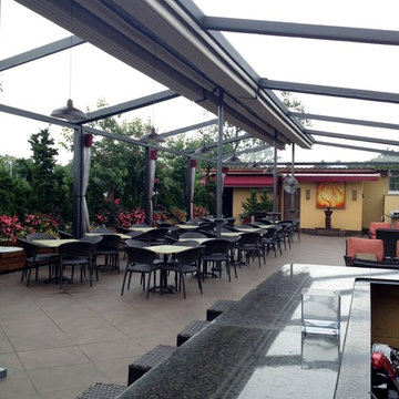 Gennius Retractable Pergola Awning for Restaurant Penthouse Dining Area