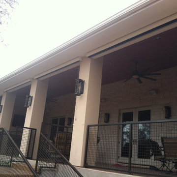 Graber exterior manual sheer weave shades installed in Georgetown, Texas.