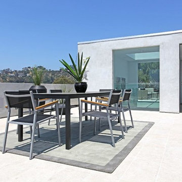 Grandview Drive Hollywood Hills modern home rooftop dining terrace