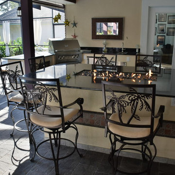 Granite Fire Table and Outdoor Kitchen