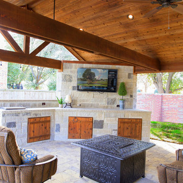 Grapevine Smokey Lueder Stone Cabinet and Covered Patio
