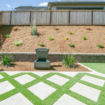Grass and Pavers Backyard Design Ideas