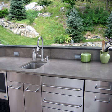 Gray Outdoor Custom Concrete Kitchen Countertop