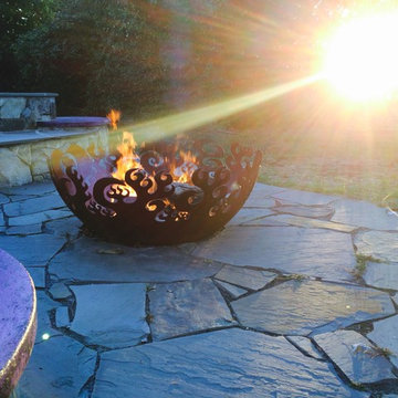Great Bowl O' Fire 53 inch Sculptural Firebowl™ and torches Pasadena, MD