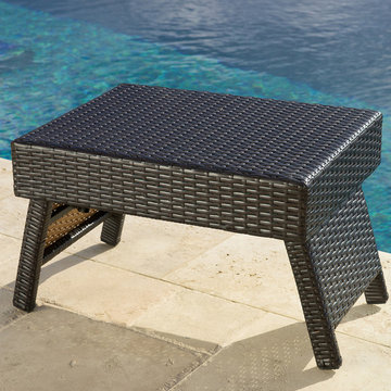Hand Woven Rattan Lounger Side Table - Espresso