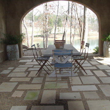 Cut Stone Pavers with Pea Gravel Joints