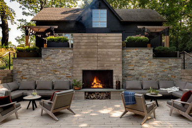 Inspiration for a transitional patio remodel in New York with no cover