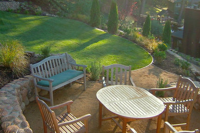 Inspiration for a large timeless backyard decomposed granite patio remodel in San Francisco with no cover