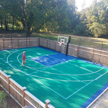 Hingham , Massachusetts Backyard Basketball Court