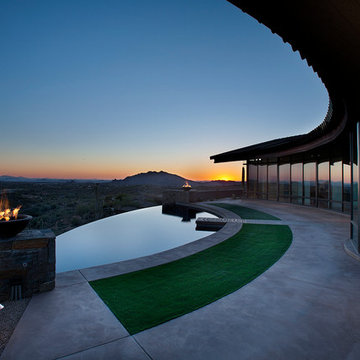 Infinity edge pool with fire features