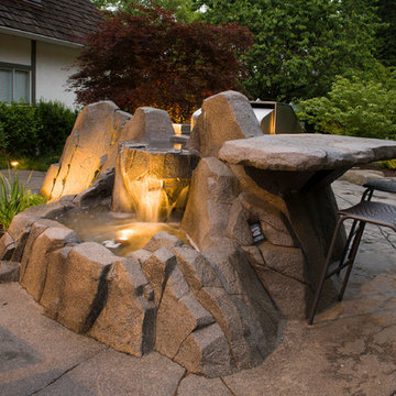 Integrated Eating Area with Illuminated Waterfall Surrey BC