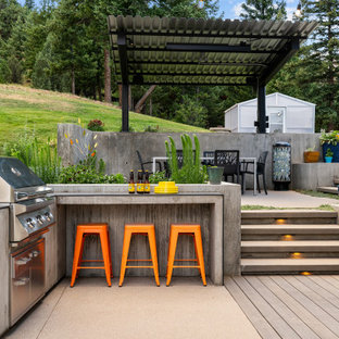 Trendy concrete patio photo in Denver with no cover