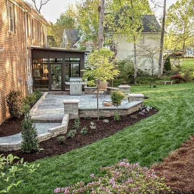 Inspiration for a mid-sized timeless backyard concrete paver patio remodel in Raleigh with no cover