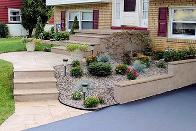 Elegant front yard patio photo in Philadelphia with no cover
