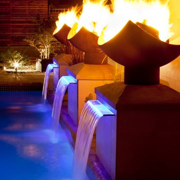 King Isosceles 37 Inch Sculptural Firebowl™ Poolside in Montreal