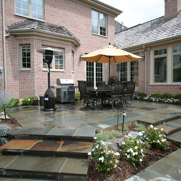 Lake Forest, IL Blue-Stone Patio with Fire Pit