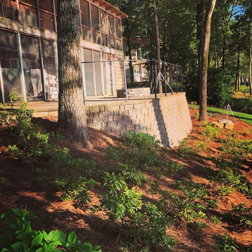 Lake Retaining Wall/Patio with Firepit