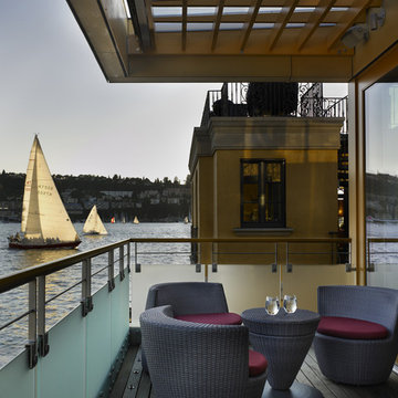 Lake Union Floating Home: Living Room Deck
