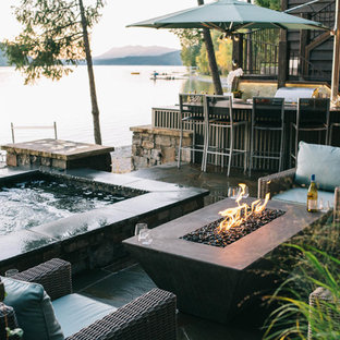 Patio - rustic patio idea in Other with a fire pit and no cover