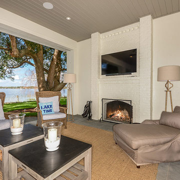 Lakeside Luxury Outdoor Fireplace