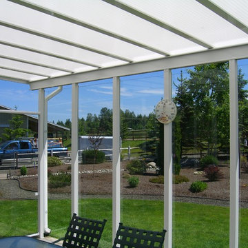 Large Shed Style Patio Cover w/ Glass Wind Walls on the Farm
