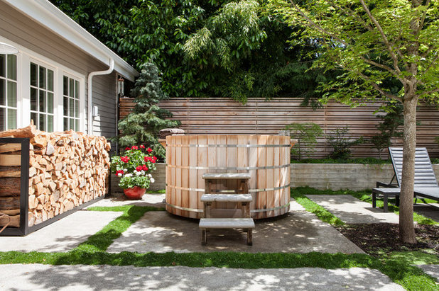 Transitional Patio by Howells Architecture + Design