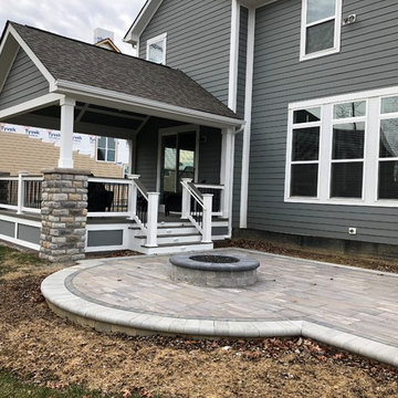 Lewis Center, OH, Covered Porch and Patio with Custom Fire Pit