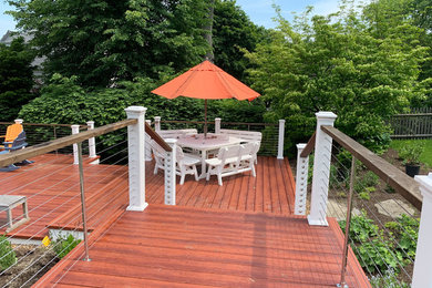 Inspiration for a large contemporary backyard patio remodel in Boston with decking and no cover