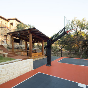 Limestone Retainer Wall & Sport Deluxe Basketball Hoop