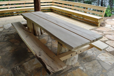Locust Picnic Table and Adirondack Chairs