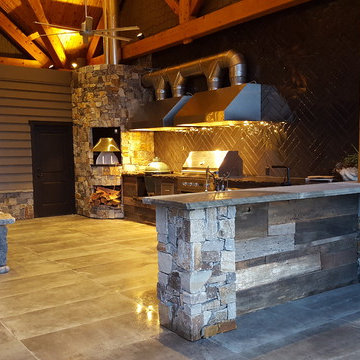 Lodge Style Reclaimed Wood Outdoor Kitchen
