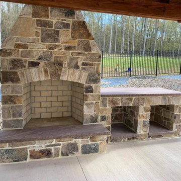 London Natural Thin Stone Veneer Outdoor Fireplace