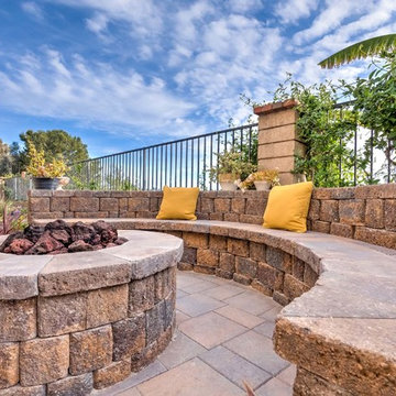 Los Angeles - Backyard Fire Pit - Seating Wall - Walkway - Patio Areas - View 2