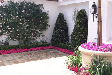 Example of a mid-sized classic courtyard brick patio vertical garden design in Los Angeles with no cover