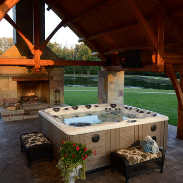 Master Spas: Outdoor Fireplace and Hot Tub