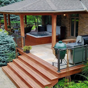 mbrico tile decking on front entry patio.