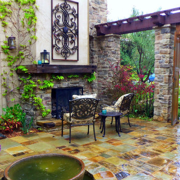 Mediterranean Courtyard Fireplace