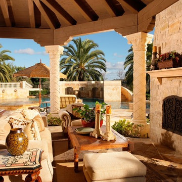 Mediterranean Living Loggia by Pool