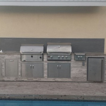 Modern Gray 14ft Flat Outdoor Kitchen