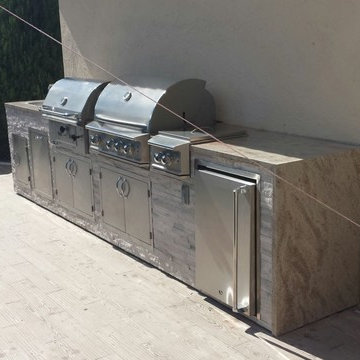 Modern Gray 14ft Flat Outdoor Kitchen
