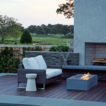 Modern Patio Design with Rectangular Outdoor Fireplace from Stardust Modern Desi