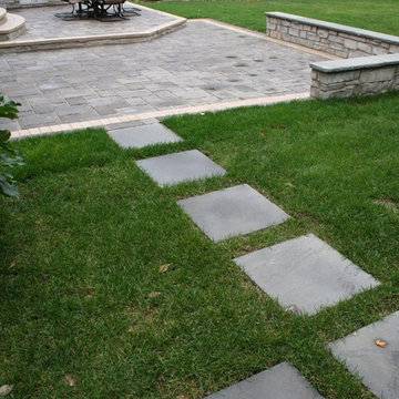 Modern Patio with Limestone Structures