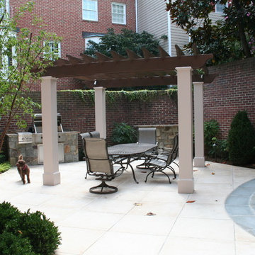 Modern Pergola with Outdoor Grill and Stone Bar