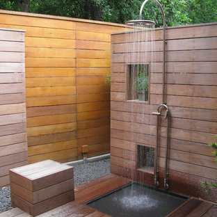 Outdoor patio shower - contemporary outdoor patio shower idea in Dallas with no cover