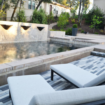 Modern Poolscape w/Water Features