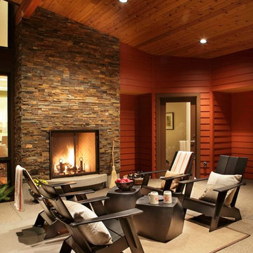 Modern Portland New Construction  - Covered Patio Fireplace