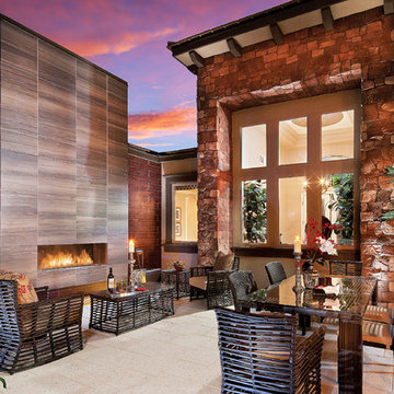 Modern Tuscan Villa Stone Courtyard - Coronado Stone Veneer Products